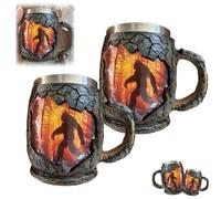 Lot de 2 tasses à feu de forêt, relief 3D + silhouette de forêt, tasses à café vintage en plein air, adaptées pour le camping en plein air, les amoureux de la nature, tasses à café fantaisie pour amis