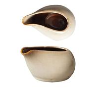 Lot de 2 tasses à lait en céramique transformées au four, forme goutte d'eau, avec glaçure unique, et bec verseur anti-goutte Compatible with café, sauces Services de traiteur(Brown)