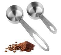 Lot de 2 tasses à mesurer de 30 ml, cuillères à café en acier inoxydable, à long manche pour boîtes, cuillères à mesurer à manche court et long