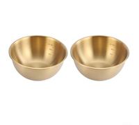 Lot de 2 tasses à mesurer en acier inoxydable doré pour la préparation des aliments - Marques graduées transparentes pour salades - Design gigognes - 17 à 27 cm (C)