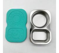 Lot de 2 tasses à sauce en acier inoxydable avec clip - Double compartiment pour frites et trempettes - Anti-fuite - Support d'assiette pour fête, pique-nique, camping - Argenté - 14 x 8,5 cm - Vert