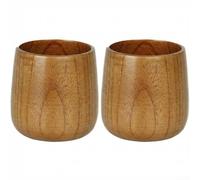 Lot de 2 tasses à thé rondes en bois fabriquées à la main pour le thé, le café avec un grain constant et une sensation de chaleur - 2 tasses en bois naturel pour café, bière, thé, jus, lait