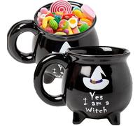 Lot de 2 tasses chaudron de sorcière, 300 à 400 ml Yes I Am a Witch personnalisées, tasses d'Halloween effrayantes style gothique, Witching You a Wicke Brew pour Halloween, Bestiy, famille