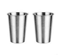 Lot de 2 tasses de camping légères en acier inoxydable conçues pour l'extérieur, la randonnée, les voyages, utilisation sans poignée, antidérapantes, faciles à nettoyer, 400 ml, 500 ml, 600 ml (400 ml