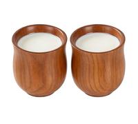 Lot de 2 tasses en bois faites à la main - Tasses à boisson rustiques naturelles - Pour fête, cuisine, salle à manger, café, comptoir, café, thé, , latte, vin, lait - Taille XL