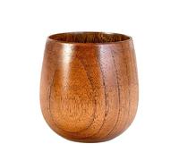 Lot de 2 tasses en bois massif faites à la main, verre à eau de style chinois traditionnel, tasses vintage | 8,9 cm, pour café, thé, , latte, vin, lait, fête, café, comptoir