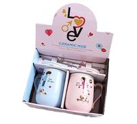 Lot de 2 tasses en céramique 500 ml pour couple créatif - Cadeau d'activité, tasse d'étudiant - Convient pour bureau, maison, restaurant, café, salon de thé, bar, 500 ml