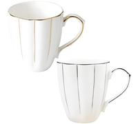 Lot de 2 tasses en porcelaine en forme de citrouille avec bord doré/argenté, tasses d'Halloween en porcelaine blanche, paire assortie pour Thanksgiving et décoration d'automne, ensemble cadeaux pour