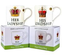 Lot de 2 tasses en porcelaine fine avec inscription « His Lordship And Her Ladyship »