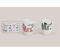 lot de 2 tasses Mr. Right Mrs. Always Right Porcelaine Cadeau de mariage
