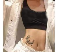 Lot De 2 Tatouages Temporaires À Base De Plantes En Forme De Croissant De Lune, Semi-Permanents, D'Une Durée De 2 Semaines, Ne Peuvent Pas Être Effacés, Taille Non Réfléchissante,