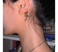 Lot De 2 Tatouages Temporaires À Base De Plantes, Motif Serpent Rose, Petit Motif Derrière L'Oreille, Véritable, Anti-Frottement, Semi-Permanent, Durée De 2 Semaines