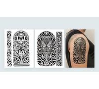 Lot de 2 tatouages temporaires tribal Maori Design Tribal Taureau J521 523