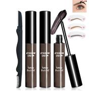 Lot de 2 teintures de tatouage pour sourcils - Imperméables - Avec 6 pochoirs - Tatouage teinté - Gel à épiler - Longue durée - Résistant au transfert - Tenue 3 jours - 03#Marron gris