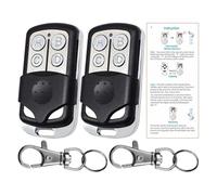 Lot de 2 télécommandes automatiques pour portail 433 MHz | Ouvre-porte de garage sans fil avec 4 boutons duplicateur de code fixe, porte-clés électrique avec couvercle coulissant