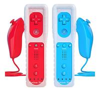 Lot de 2 télécommandes de rechange pour Wii, Motion Plus et Nunchuck (rouge bleu)