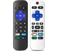 Lot de 2 télécommandes de rechange uniquement pour Roku TV, compatibles avec tous les TCL/Hisense/Onn/Sharp/Philips / (ne convient pas pour Roku Stick, Box ou haut-parleur) (noir obsidienne et blanc