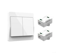 Lot de 2 télécommandes étanches sans fil - Auto-alimentés, pas de batterie nécessaire, signal longue portée 433 MHz pour contrôle de l'éclairage domestique, installation facile sans câblage, Splash-Pr