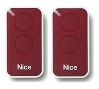Lot de 2 Télécommandes NICE INTI2R - 2 canaux rouges 433,92 MHz + 1 porte-clés Domobip Rouge G