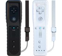 Lot De 2 Télécommandes Pour Wii, - Compatibles Avec Télécommande Wii - Avec Dragonne En Silicone - Blanc Et Noir