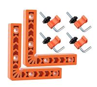 Lot de 2 tendeurs d'angle - 100 x 100 mm - Angle de positionnement à 90° - En plastique - Avec 4 pinces - Pour le travail du bois, le bricolage, l'artisanat