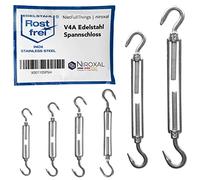 Lot de 2 tendeurs en acier inoxydable V4A avec deux crochets, conforme à la norme DIN 1480 1478 - Tendeur à crochets filetés M 10 mm