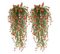 Lot de 2 tentures murales en faux eucalyptus - Vert artificiel - 2 guirlandes réalistes - Décoration murale résistante aux intempéries - Pour jardinière de balcon, décoration esthétique de chambre