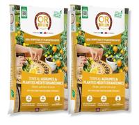 Lot de 2 Terreau Or Brun Agrumes & Plantes Méditerranéennes 20L - Le Secret d'une Floraison Réussie