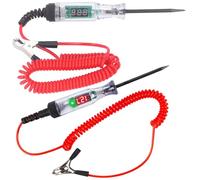Lot de 2 testeurs de tension de voiture 3 V-120 V pour voiture - Testeur de puissance avec lampe de test et testeur de commutation LCD numérique LCD avec pince crocodile