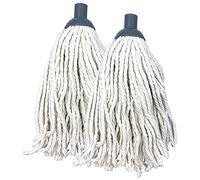 Lot de 2 têtes de balai de rechange en coton - Super absorbantes - Tête en coton Twist and Lock avec une douille en plastique efficace pour nettoyer les sols pour un usage domestique et commercial