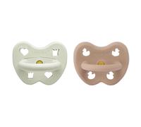 HEVEA Lot de 2 tétines rondes en caoutchouc naturel de 3 à 36 mois - Design hygiénique en une pièce pour les nouveau-nés et les tout-petits, sans BPA, douces et durables (Hornbæk)