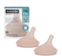 Suavinex – Lot 2 tétines pour biberon Zero Zero – Anti-colique – Débit moyen (M) – Silicone – Deep