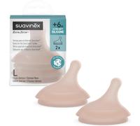 Suavinex Tétines pour biberon Zero Zero – Lot de 2 Anti-colique Débit Rapide L Silicone +6M Deep