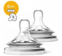Lot de 2 tétines natural 6 mois + 4 trous débit rapide - philips avent G