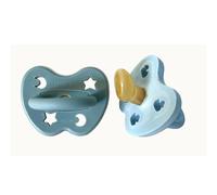 HEVEA Lot de 2 tétines orthodontiques en caoutchouc naturel de 3 à 36 mois - Design hygiénique en une pièce pour les nouveau-nés et les tout-petits, sans BPA, douces et durables (brume nordique)
