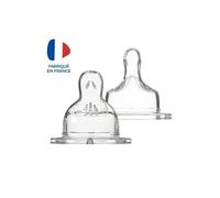 Lot de 2 tétines pour biberon Sensation+ - Tétines Plates Col Large Débit 3 - 6 mois et plus