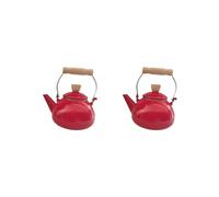 Lot de 2 théières en émail rétro de 1,5 l pour décoration de cuisine, restaurant, maison - Rouge