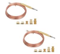 Lot de 2 thermocouples à gaz M6 x 0,75, kit de remplacement universel pour cuisinière à gaz, thermocouple avec 5 adaptateurs pour cuisinière à induction, cuisinière à gaz, cheminée, chauffe-eau, etc