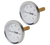 Lot de 2 thermomètres avec gaine en cuivre 1,27 cm à visser pour chaudière 0-120 °C pour systèmes de chauffage central