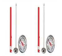 Lot de 2 thermomètres de sol - Thermomètre à compost - Appareil de jardin à la maison - Sonde de température pour le sol - Thermomètre à cadran en acier inoxydable - Pour rempotage, , jardin de