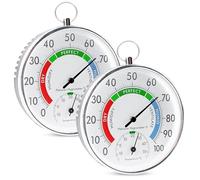Lot de 2 thermomètres d'extérieur - Hygromètre de serre - Thermomètre d'extérieur pour terrasse, thermomètre hygromètre, hygromètre - Pour maisons, jardins, voitures, sans piles - 10 cm