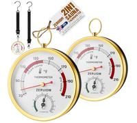 Lot de 2 thermomètres et hygromètres Fahrenheit pour sauna à suspendre | Support mural avec jauge d'humidité et d'empérature avec cordon de fixation pour sauna à vapeur, infrarouge/extérieur