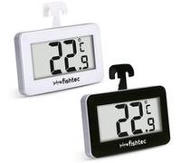 FISHTEC - Lot de 2 Thermomètres Digitaux pour Frigo et Congélateur - Écran LCD Grand Affichage - Lecture °C et °F - Fixation Magnétique, Support ou Crochet