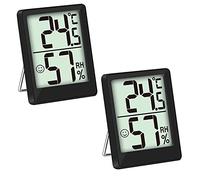 Lot de 2 thermomètres hygromètres numériques LCD précis pour cave à vin, stockage de données, convient pour chambre de bébé, chambre à coucher, bureau à domicile, salon, humidité sans fil