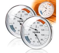 Lot de 2 thermomètres hygromètres pour sauna, thermomètre 2 en 1, diamètre 100 mm, thermomètre de sauna, thermomètre précis, hygromètre, accessoire de sauna pour une atmosphère apaisante