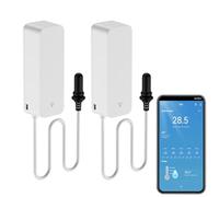 Lot de 2 thermomètres intelligents - Capteur de température WiFi avec sonde externe - Thermomètre de fonction météo - Hygromètre - Pour congélateur, aquarium, alarme d'application, moniteur à distance