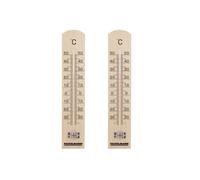 Fackelmann 9986550 Lot de 2 16364 Thermomètre bois, intérieur, extérieur, mural, Bois, 25 cm