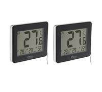 Lot de 2 thermomètres intérieur extérieur filaires noir - Otio