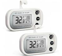 Lot de 2 thermomètres numériques pour réfrigérateur - Grand écran LCD, enregistrement max/min, haute précision, étanche, pour réfrigérateur de cuisine et chambre, support magnétique à suspendre 3 en 1