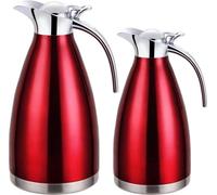 lot de 2 thermos de 1L + 1,5L théière isolante bouteille thermos cafetière rouge